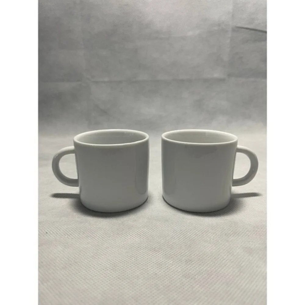 Set 4 Crate & Barrel White Porcelain Espresso Cups 2.5